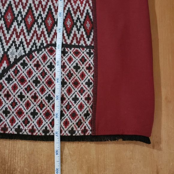 Desigual XLarge NWT Red Burgundy Patchwork Sheath Dress - Red Sweaterdress - Picture 12 of 13